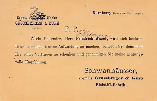P17, Ganzsache Bayern von Nürnberg - Schutz-Schwan-Marke Schanhäuser-Bleistifte