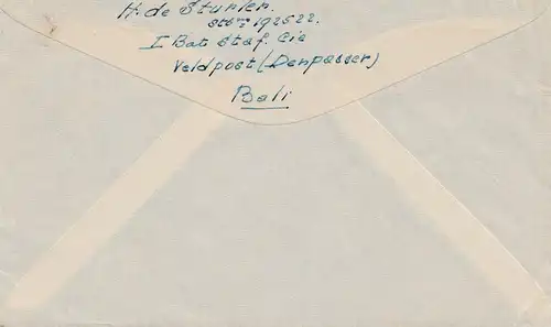 Poste de terrain Bali vers Bandoeng - Poste aérien avec éléphant tamponné