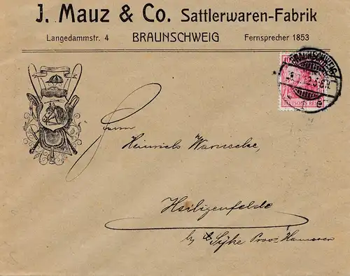 1912: Sattlerwaren Fabrik - Braunschweig vers Heiligenfelde: Cheval
