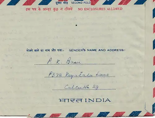1967: Inde à Berlin-Aéroport et rhinocéros sur lettre
