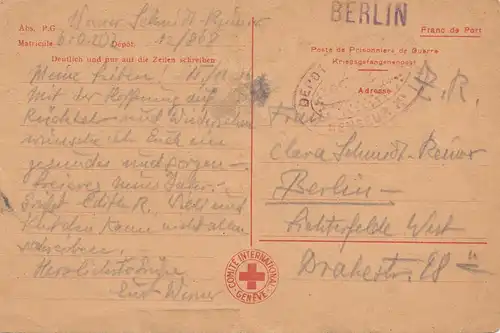 1946: Kriegsgefangenen Post -Rotes Kreuz Genf nach Berlin-Zensur