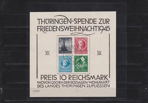 SBZ Thuringen MiNr. bloc 2 x (III), cacheté