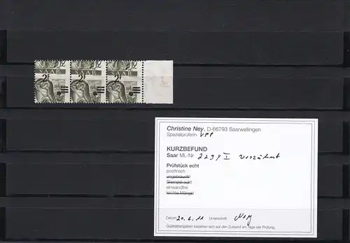 Saar, MiNr. 229 Y I, postfrisch, Verzähnung