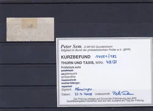 Thurn et taxis: Min. 48, couple horizontal, tamponné, résultat BPP