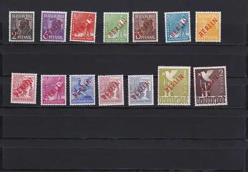 Berlin: Rouge imprimé: MiNr. 21-34, post-freich, BPP Attest