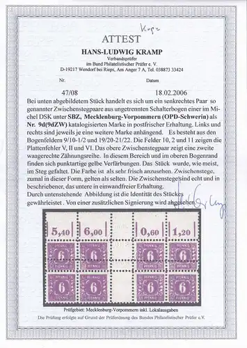 SBZ: MiNr. 9d (ZW), Doppelzähnung, postfrisch