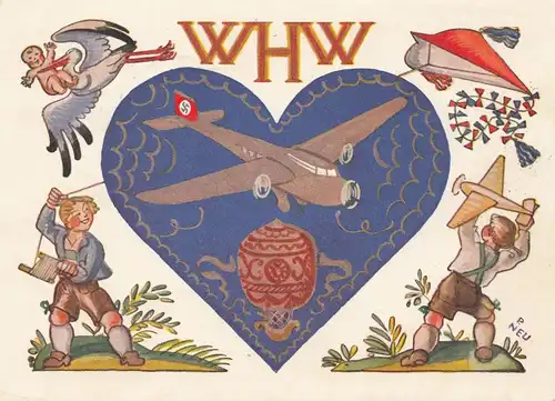 1936/37: Carte de propagande WHW: JU avion