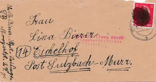 Censure: Schwarzung, Stuttgart Vaihingen-Sulzbach Murr - Relations de guerre