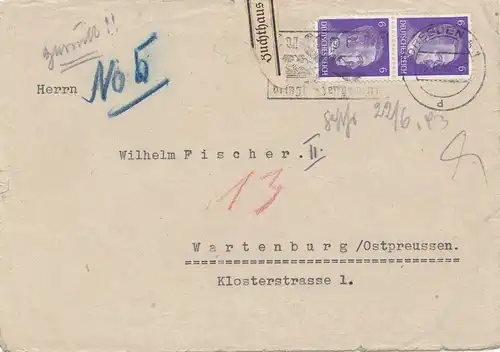 Zensur: 1943: Dresden - Wartenburg: ZUCHTHAUS Sartenburg
