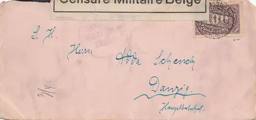 Censure: 1923: L'Empire allemand après Gdansk - Censure Militaire Belge