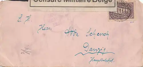 Zensur: 1923: Deutsches Reich nach Danzig - Censure Militaire Belge