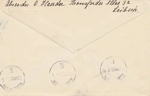 Centure: 1915: Lubeck vers Copenhague: centre de contrôle de Luffeck