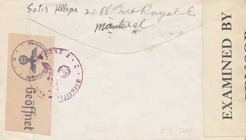 Zensur: 1942: Brief von Montreal in die Schweiz