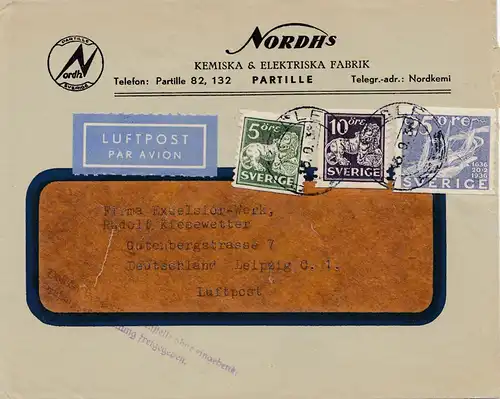 Censure: 1936: Suède-Post après Leipzig: Postsurvision