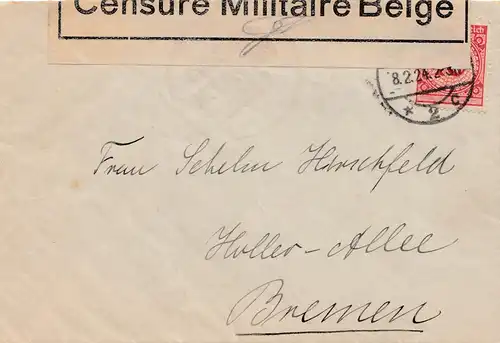 Censure: 1924: Lettre à Brême: Cresure belge