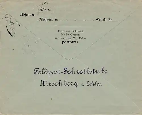 1915: Feldpostbrief Hirschberg nach Kopenhagen