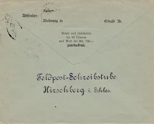 1915: Lettre de poste de Hirschberg à Copenhague