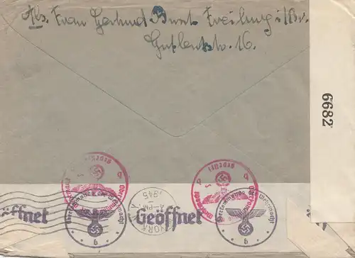 Zensur: 1941: Brief von Freiburg Hasloch nach USA: Hold by Censor bis 1945