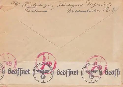 Zensur: 1941: Brief von Stuttgart nach USA: Absender zurück