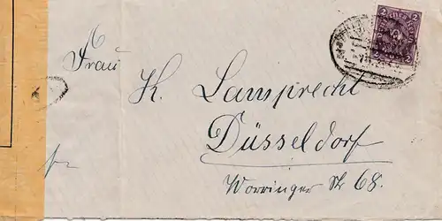 Censure: 1923: Lettre à Düsseldorf: Recrutement en Rhénanie - Cresure