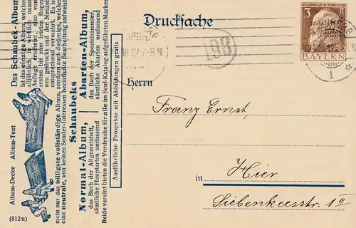 Nain: entier 1912: Publicité Catalogue de moutarde, Album de Schaubeck
