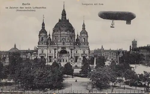 Ansichtskarte: Berlin im Zeichen des lenkbaren Luftschiffes 1908