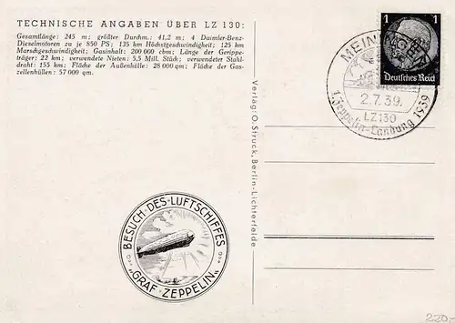 1939: Débarquement du comte Zeppelin - Propagande: visite de Zeappelin