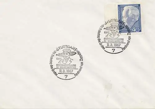 1967: Sonderstempel Stuttgart: 50. Todestag Zeppelin