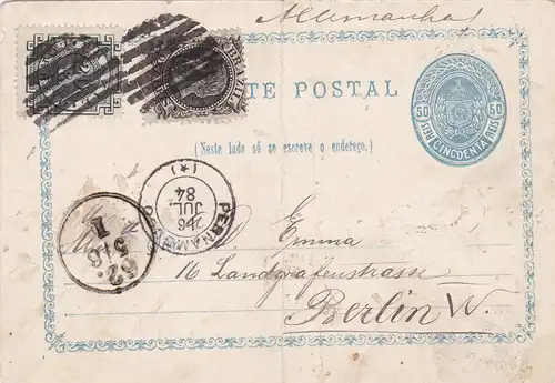 1884: Carte Postal from Brazil to Berlin