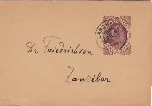 India Postage-One Anna Zanzibar