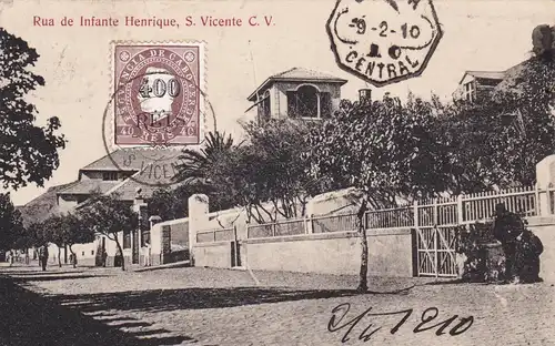 1910: Cabo Verde, Registered post card to Germany, St. Vicente