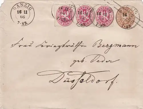 1866: Danzig: Brief von Preussen nach Düsseldorf