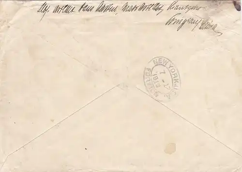 1913: letter Kiautschou/Tsingtau to USA