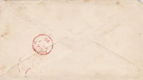 1880: letter British Post office Beyrouth to New York