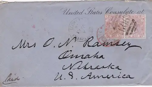 1876: letter British Post office Beyrout to US Consulate Nebraska