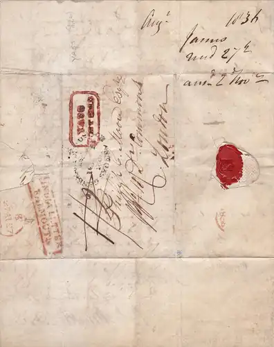 1836: Sydney to London, India Letter/Falmouth