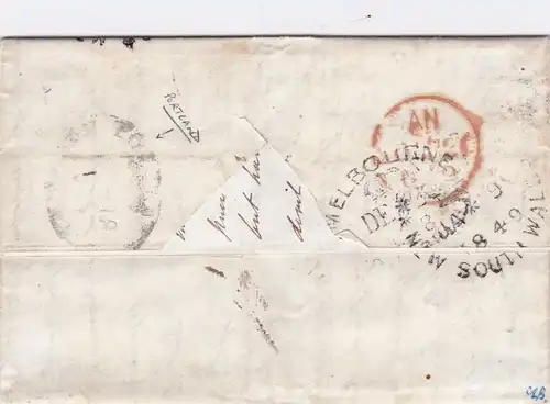 1849: Letter Paid by Portland/Melbourne to London