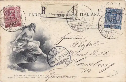 1906: Carte Postale Italy to Hamburg/Germany, registered, eagle