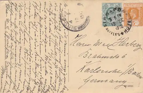 1912: Post card from Singapore to Germany; Moschee