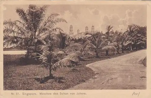 1912: Post card from Singapore to Germany; Moschee
