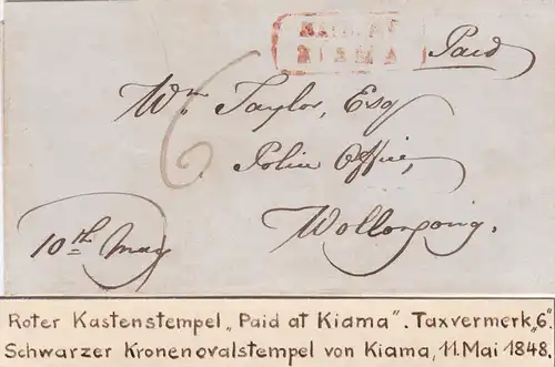 1848: letter from Kiama, Tax, Paid