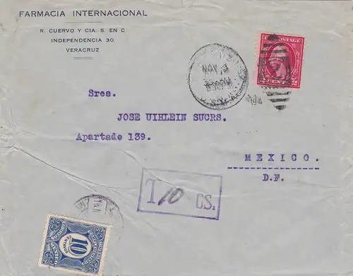 1914: US Postage used in Vera Cruz plus Tax/Mexico