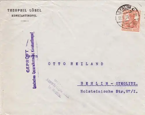 1918: Constantinople: Examen du Consulat général à Berlin