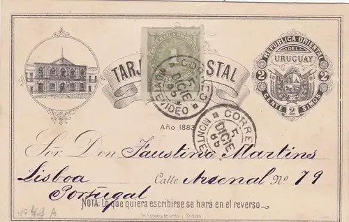 1885: Uruguay post-card to Portugal
