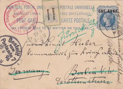 1896: La Havane à Berlin, Not known, destinataire avec le soutien du roi commandant