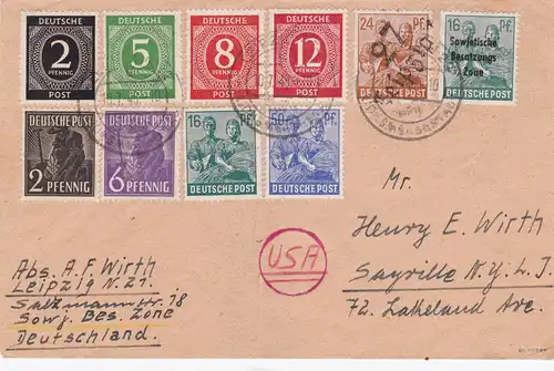 1948: Brief von SBZ Leipzig nach USA