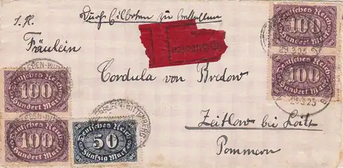 1923: Eilbote von Ascherslebennach Zeitlow/Pommern: Express Land