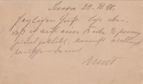 1898: Fiji to Berlin - post card