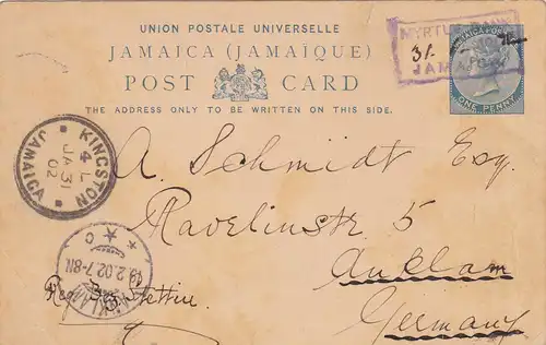 1902: Jamaica to Germany - post card