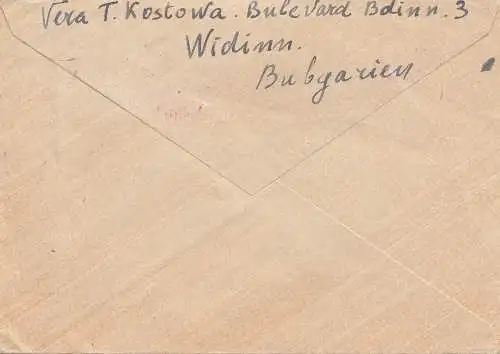 Bulgarien 1947: Brief von Widinn nach Erlangen über die Schweiz: US-Civil-Censor